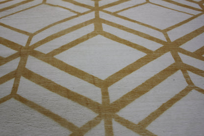 Angeleno 2.5D Hexagonal Tessellation Faux Chinchilla Fur Area Rug, Orange