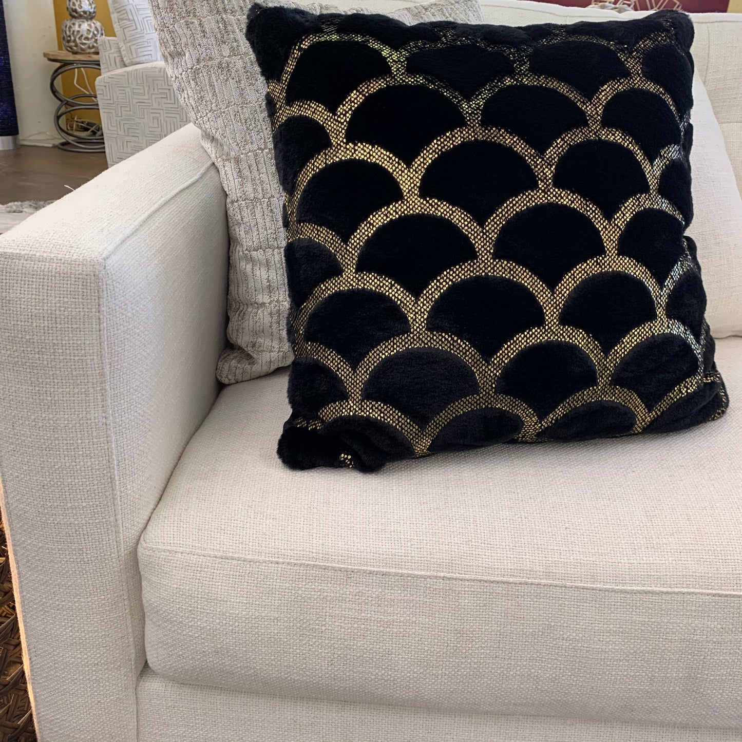 Luxury Metallic Faux Chinchilla Fur Throw Pillow, Assorted Multicolor