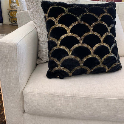 Luxury Metallic Faux Chinchilla Fur Throw Pillow, Assorted Multicolor