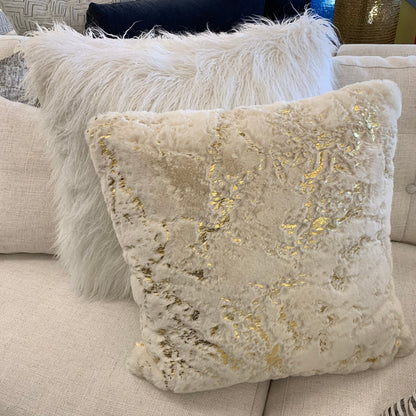 Luxury Metallic Faux Chinchilla Fur Throw Pillow, Assorted Multicolor