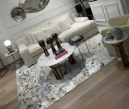 Biv Overflow Indoor | Outdoor Area Rug, Beige & Silver