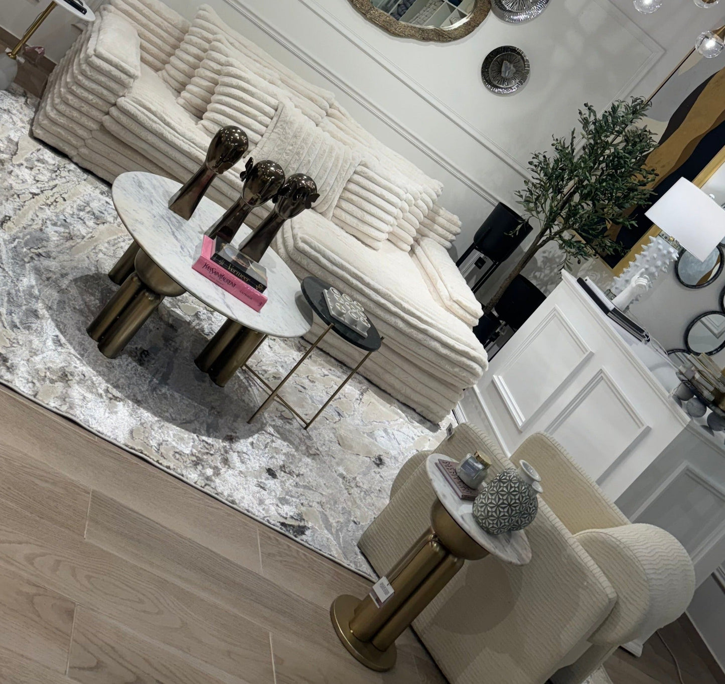 Biv Overflow Indoor | Outdoor Area Rug, Beige & Silver