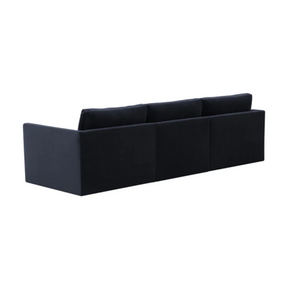 Jasmin 3-Piece Upholstered Velvet Modular Sofa Sectional, Dark Navy