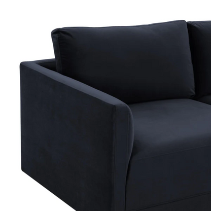 Jasmin 3-Piece Upholstered Velvet Modular Sofa Sectional, Dark Navy