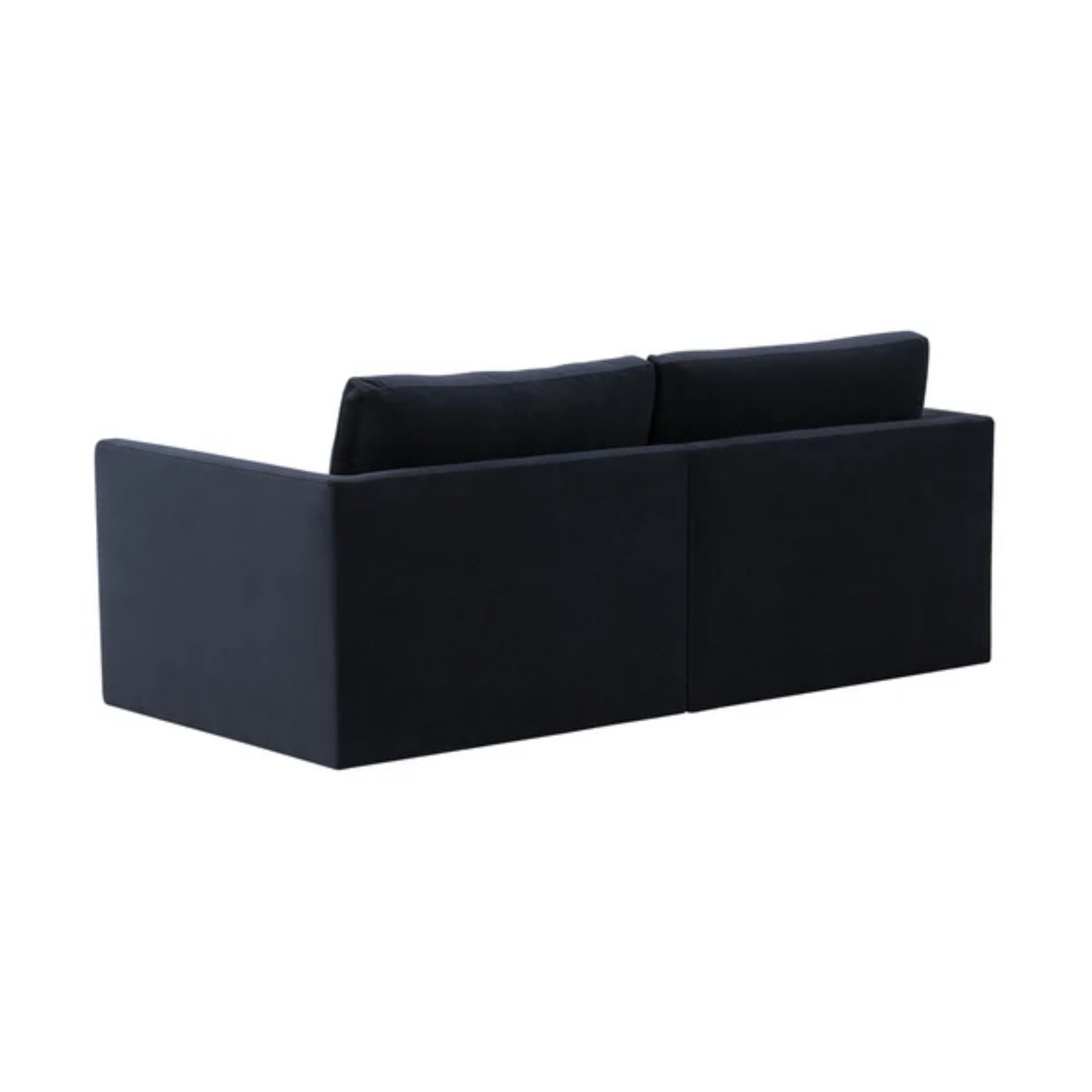 Jasmin 2-Piece Upholstered Velvet Modular Loveseat Sectional, Dark Navy