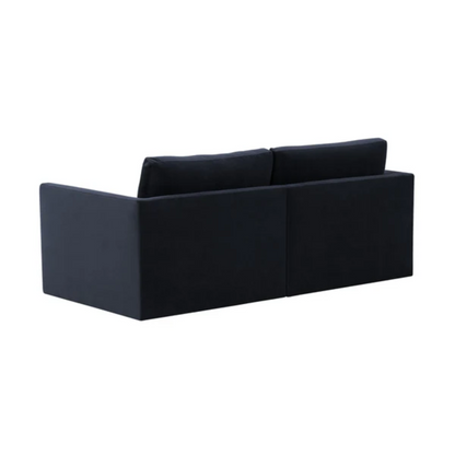 Jasmin 2-Piece Upholstered Velvet Modular Loveseat Sectional, Dark Navy