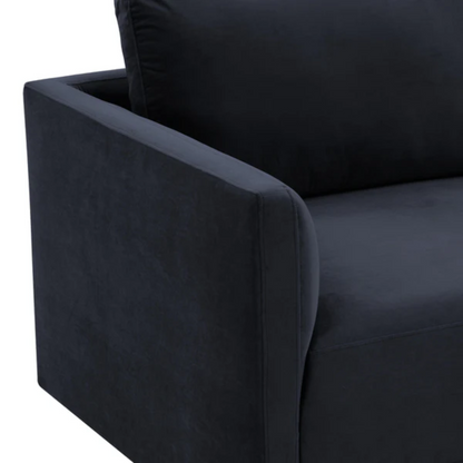 Jasmin 2-Piece Upholstered Velvet Modular Loveseat Sectional, Dark Navy