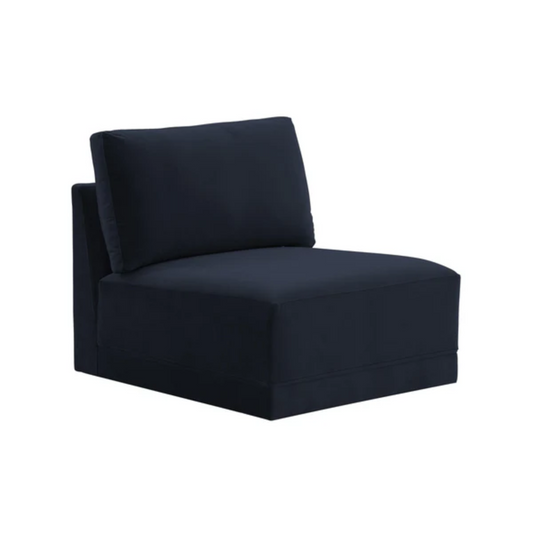 Jasmin Upholstered Velvet Modular Sectional Component | Armless Chair, Dark Navy