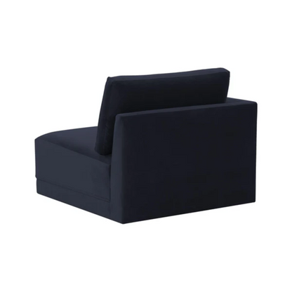 Jasmin Upholstered Velvet Modular Sectional Component | Left Armchair, Dark Navy