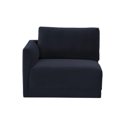 Jasmin Upholstered Velvet Modular Sectional Component | Left Armchair, Dark Navy