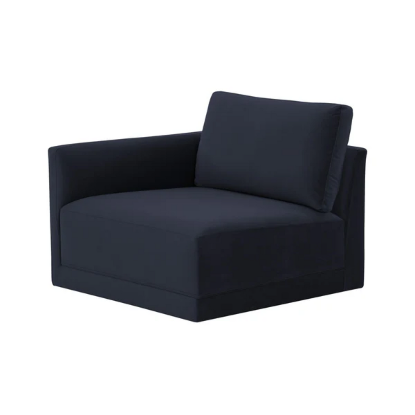 Jasmin Upholstered Velvet Modular Sectional Component | Left Armchair, Dark Navy