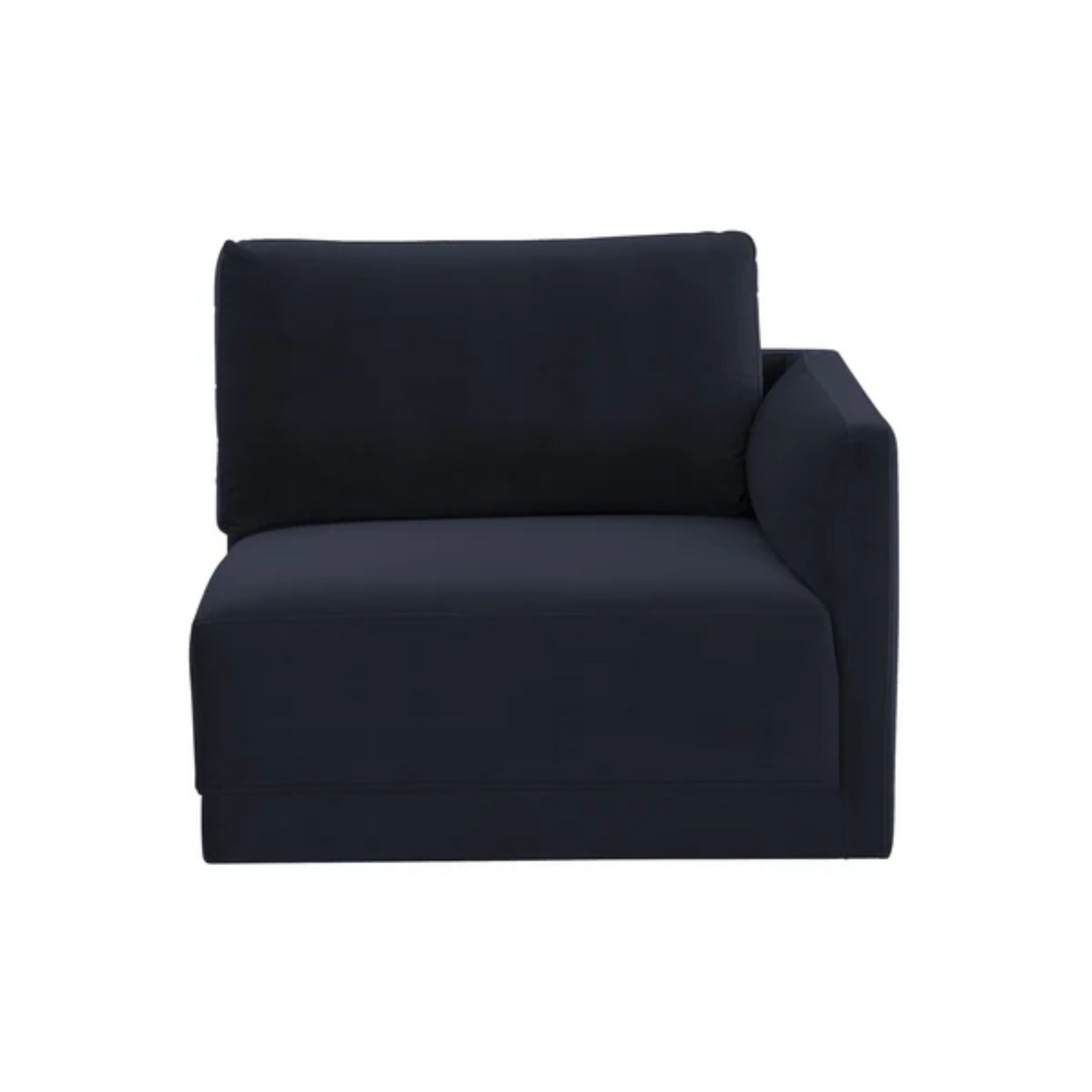 Jasmin Upholstered Velvet Modular Sectional Component | Right Armchair, Dark Navy