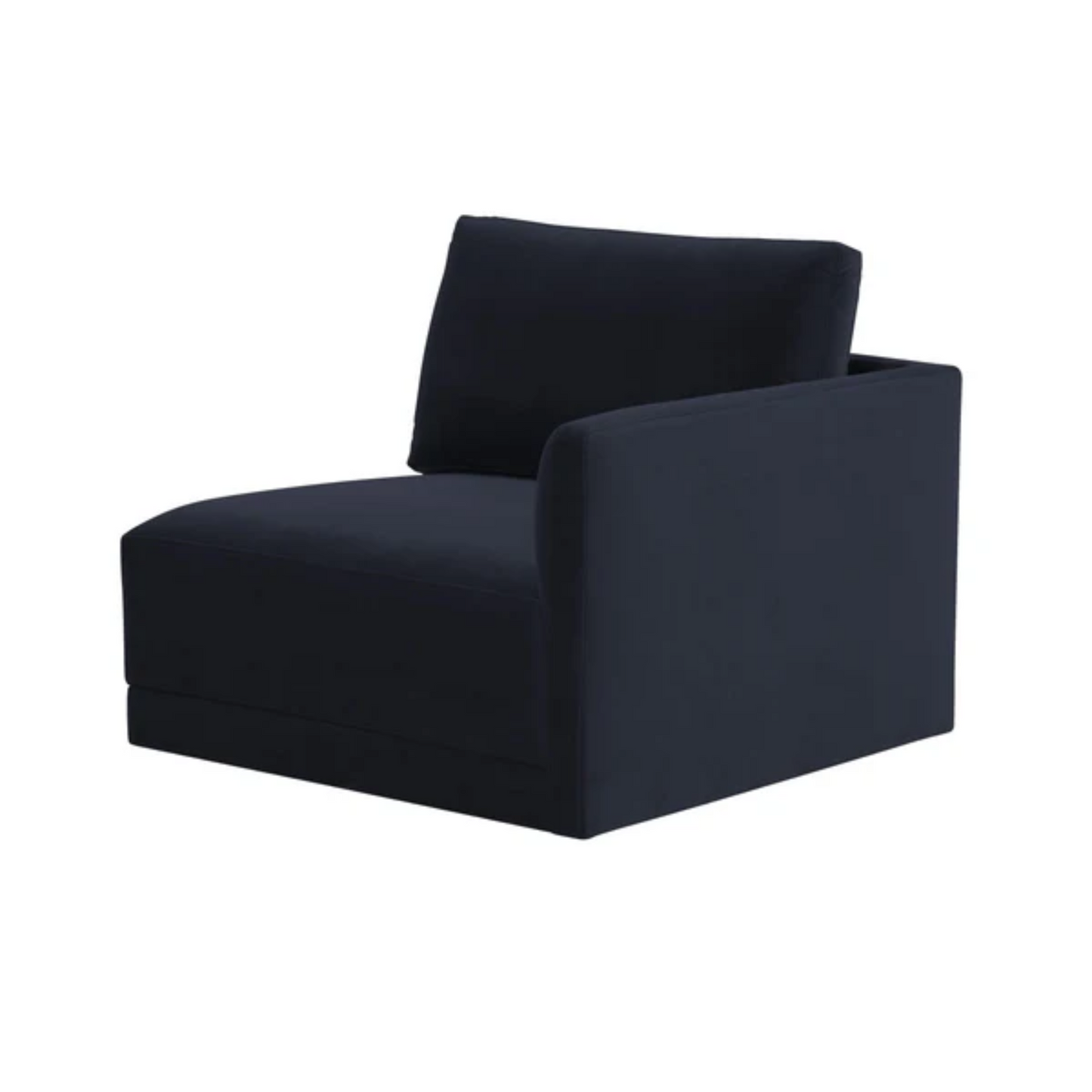 Jasmin Upholstered Velvet Modular Sectional Component | Right Armchair, Dark Navy