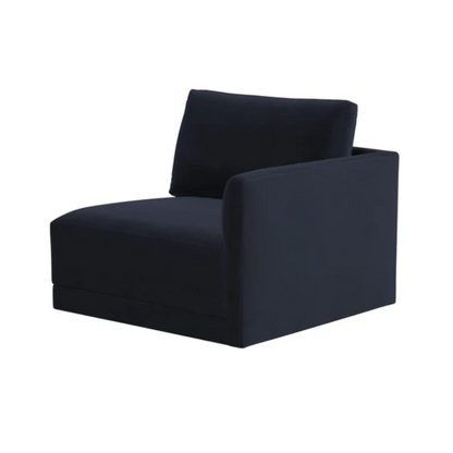 Jasmin Upholstered Velvet Modular Sectional Component | Right Armchair, Dark Navy