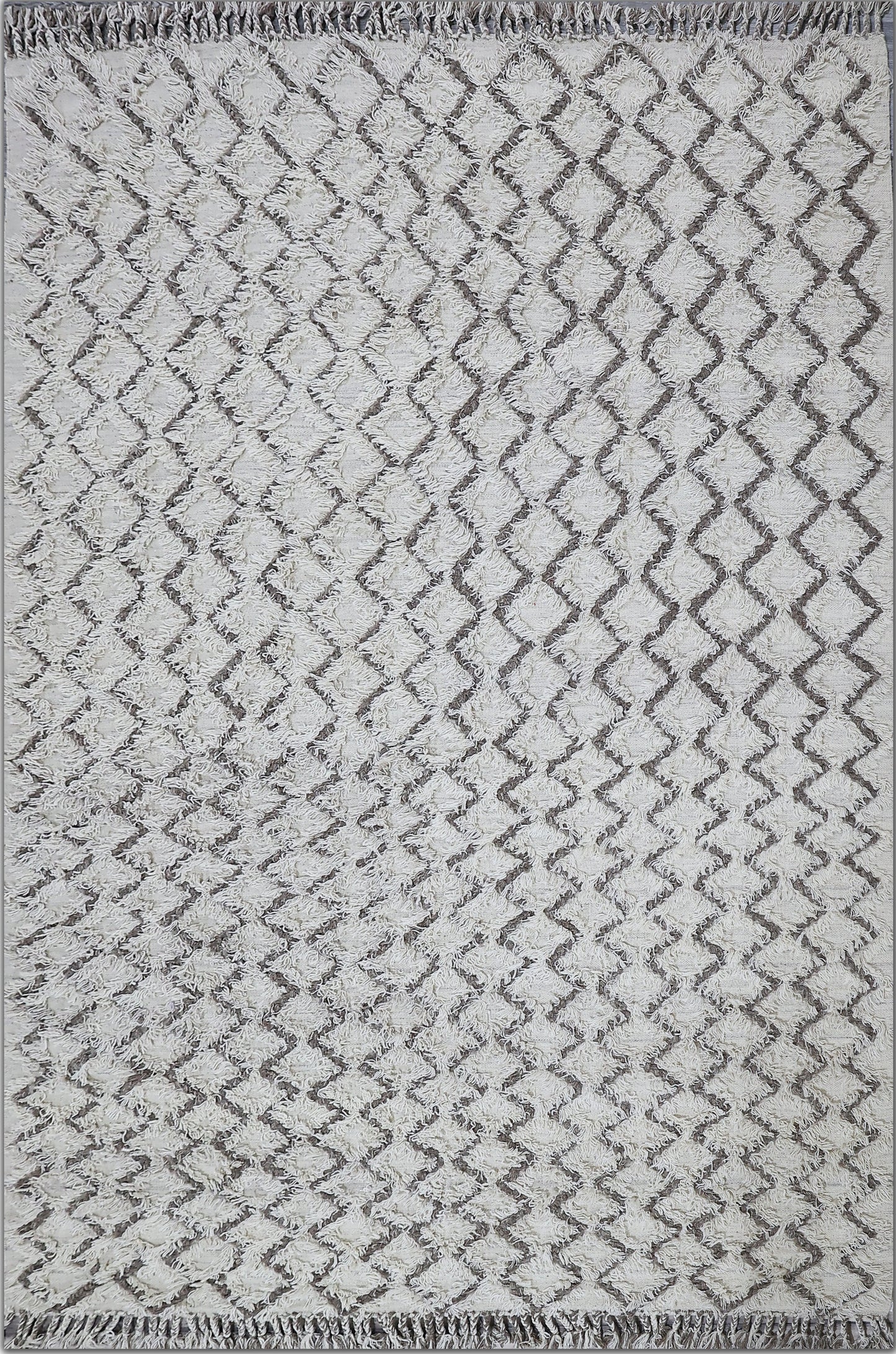 Finite Mosaics, Warped Weave Area Rug, Ivory & Brown