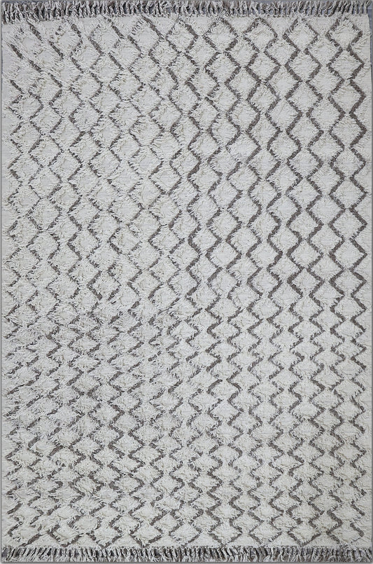 Finite Mosaics, Warped Weave Area Rug, Ivory & Brown