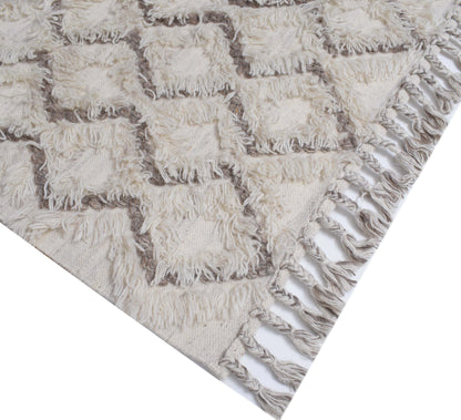 Finite Mosaics, Lattice Weave Area Rug, Ivory & Brown