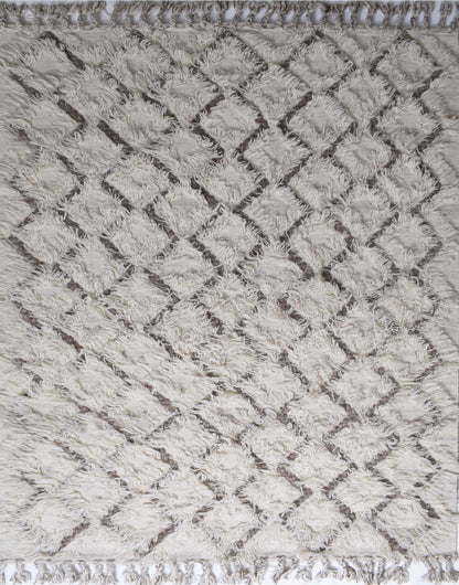 Finite Mosaics, Lattice Weave Area Rug, Ivory & Brown