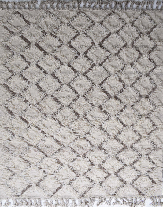 Finite Mosaics, Lattice Weave Area Rug, Ivory & Brown