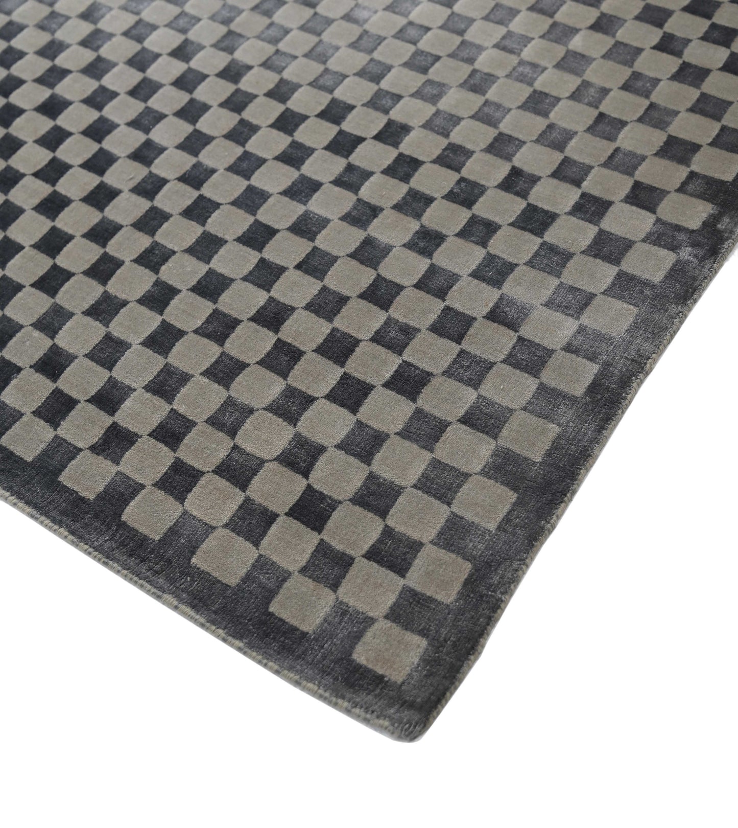 Finite Mosaics, Checkered Area Rug, Charcoal