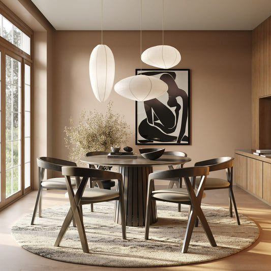 Clockwork 7-Piece Round Dining Set, Espresso & Light Gray
