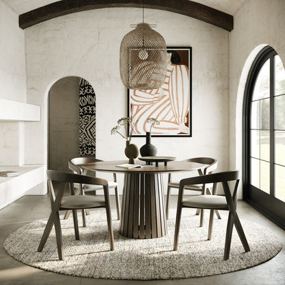 Clockwork 7-Piece Round Dining Set, Espresso & Light Gray