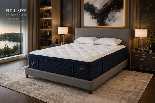 Generations NT Lineage Luxe Hand-Tufted Euro Top 14" Firm Full Mattress, Blue & White