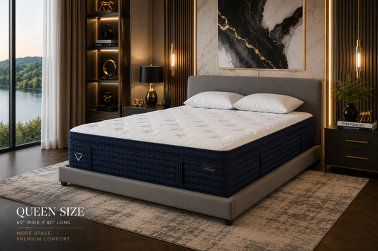 Generations NT Lineage Luxe Hand-Tufted Euro Top 14" Firm Queen Mattress, Blue & White