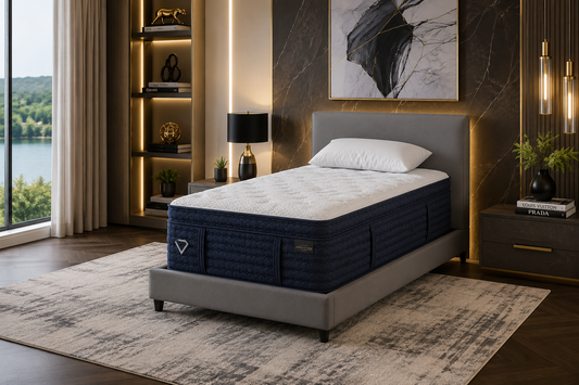 Generations NT Lineage Luxe Hand-Tufted Euro Top 14" Firm Twin Mattress, Blue & White
