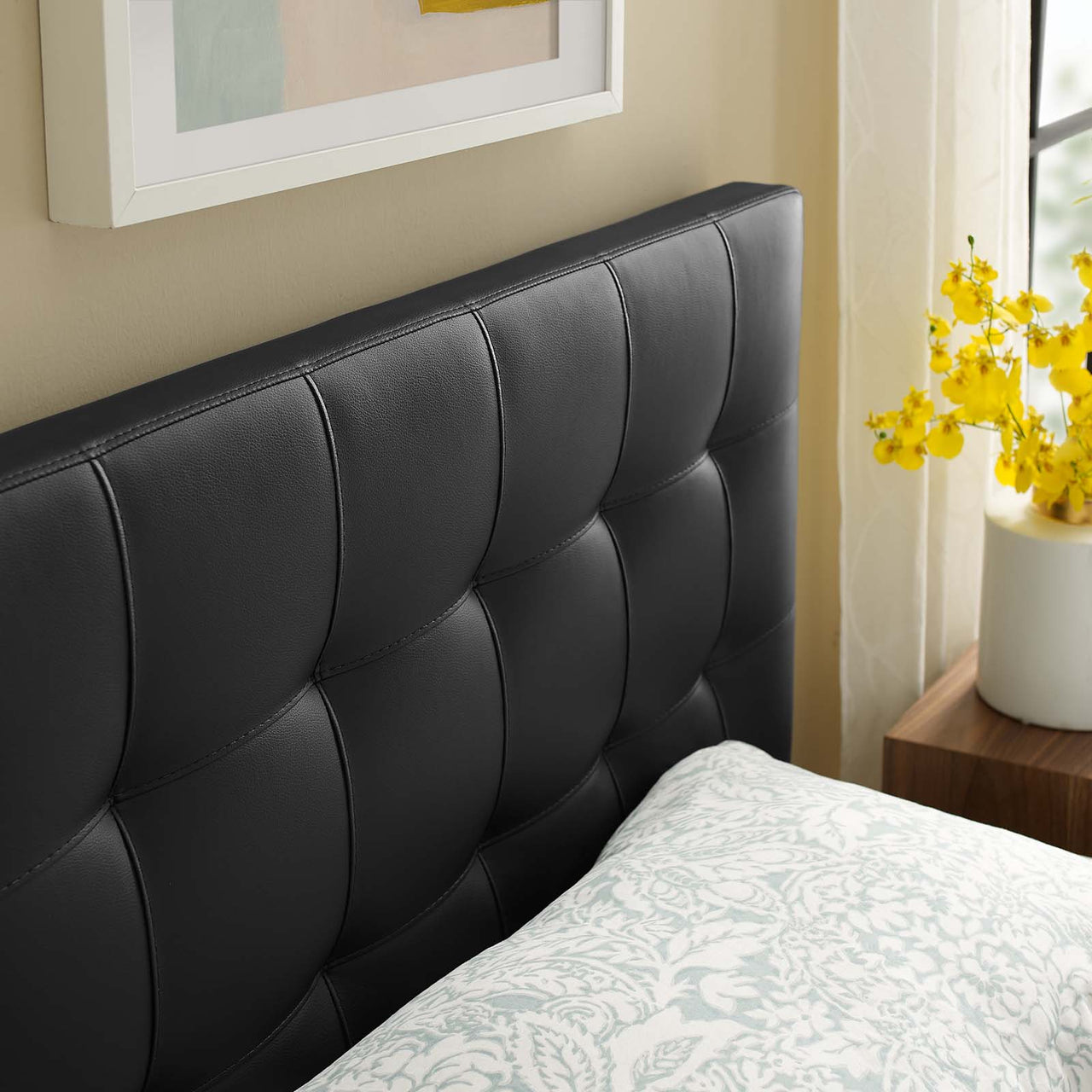 Azara Eco-Leather Twin Headboard, Black