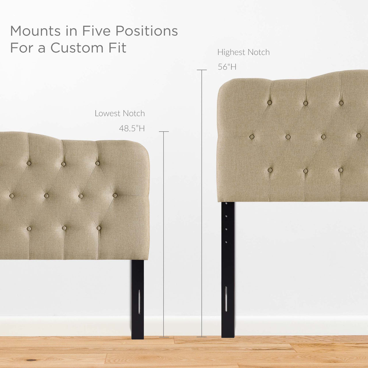 Serelle Fabric Queen Headboard, Beige