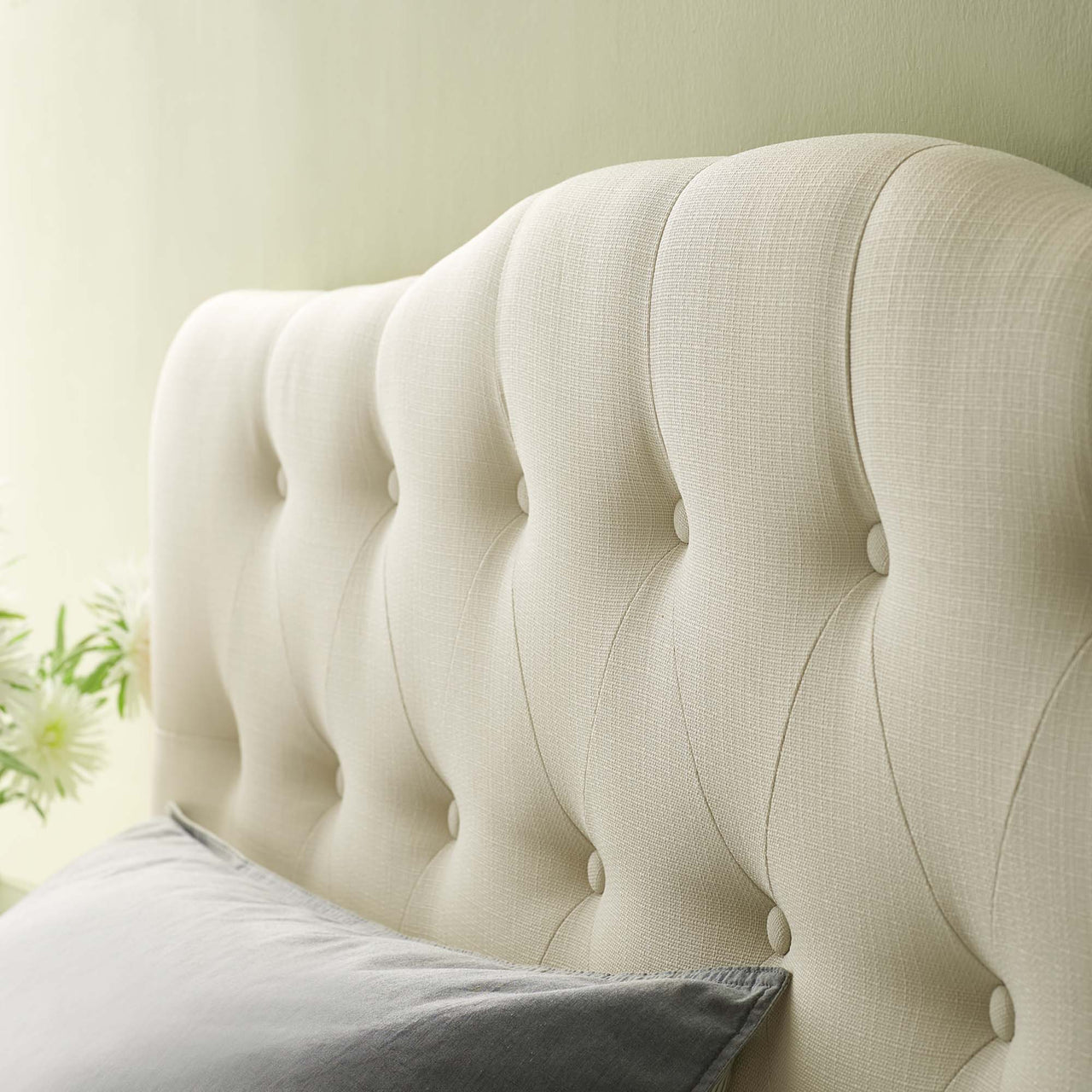 Serelle Fabric Queen Headboard, Ivory