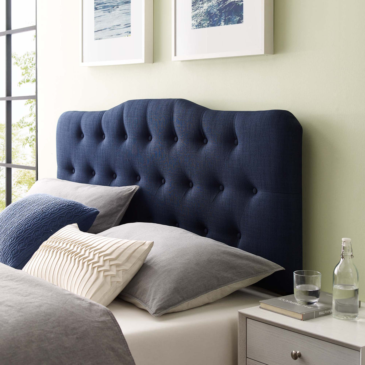 Serelle Fabric Queen Headboard, Navy