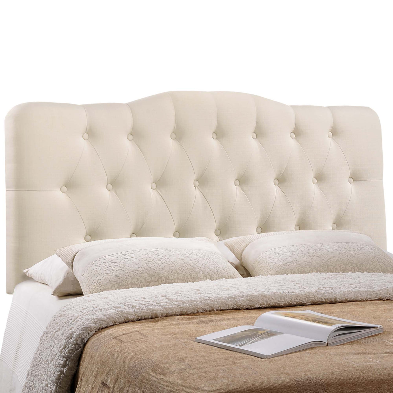 Serelle Fabric Full Headboard, Ivory
