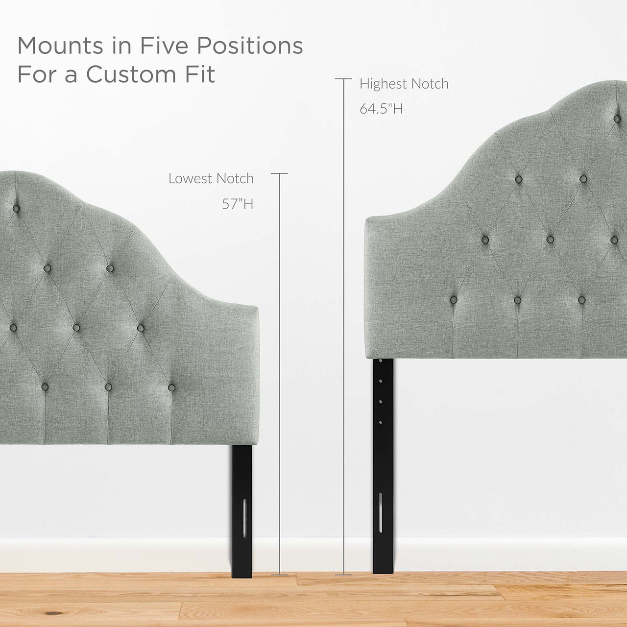 Transcendence Upholstered Fabric Queen Headboard, Gray