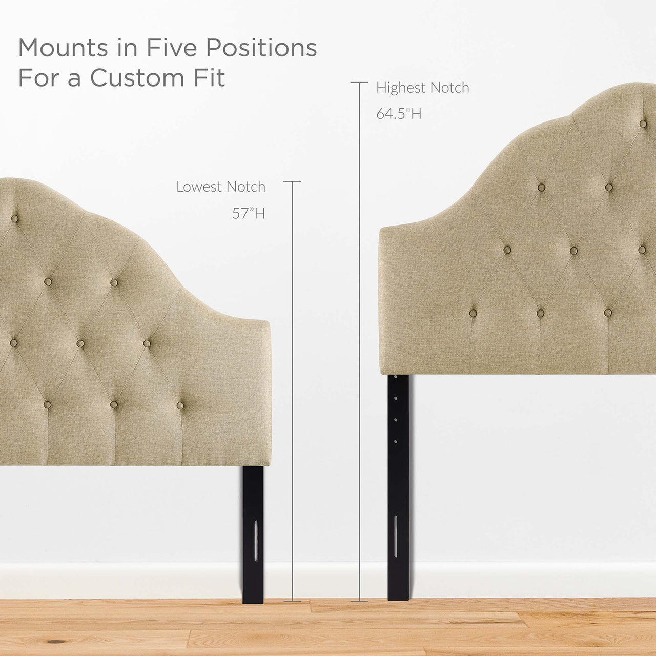 Transcendence Upholstered Fabric King Headboard, Beige