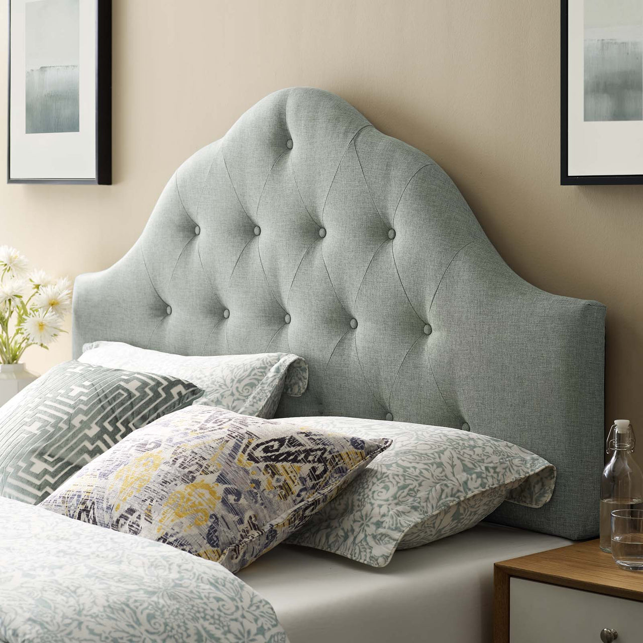 Transcendence Upholstered Fabric King Headboard, Gray