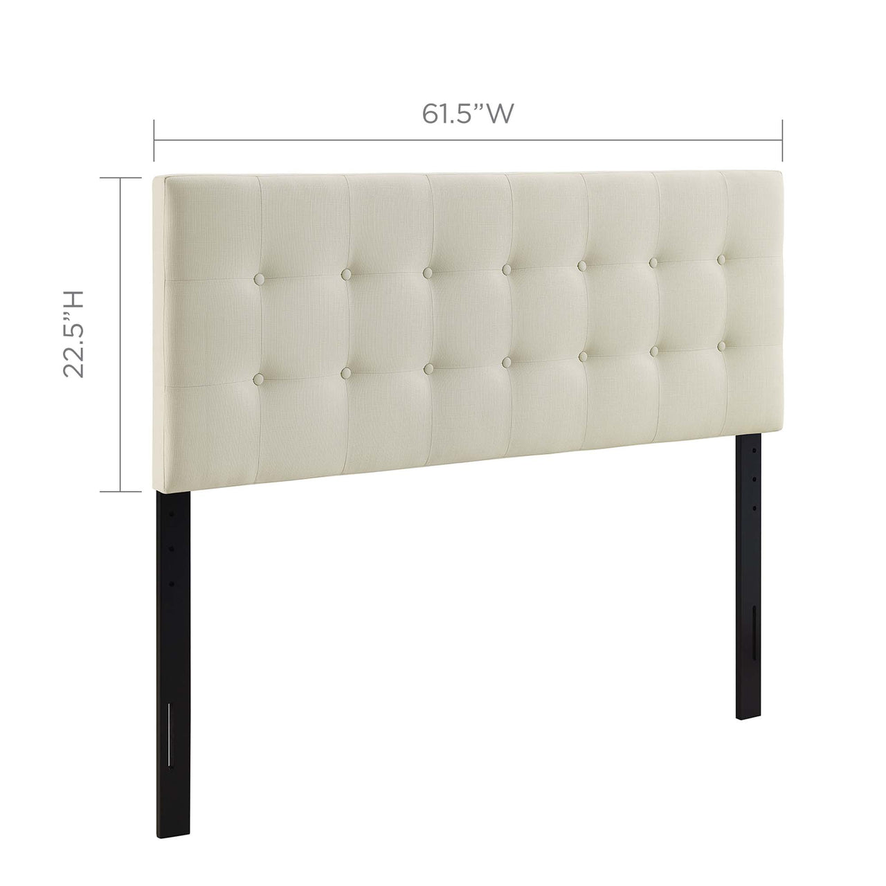 Emelle Upholstered Queen Headboard, Ivory