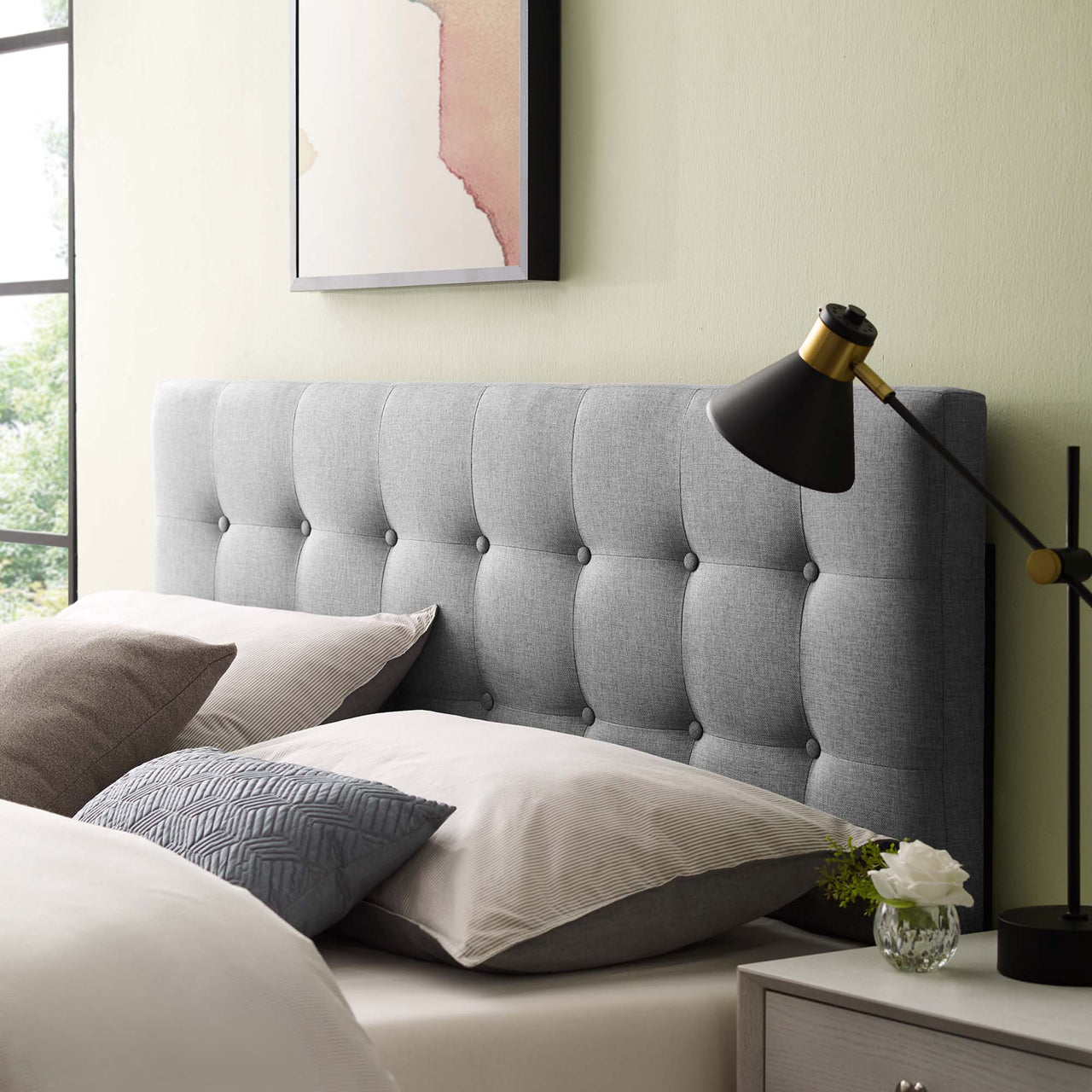 Emelle Upholstered Full Headboard, Gray