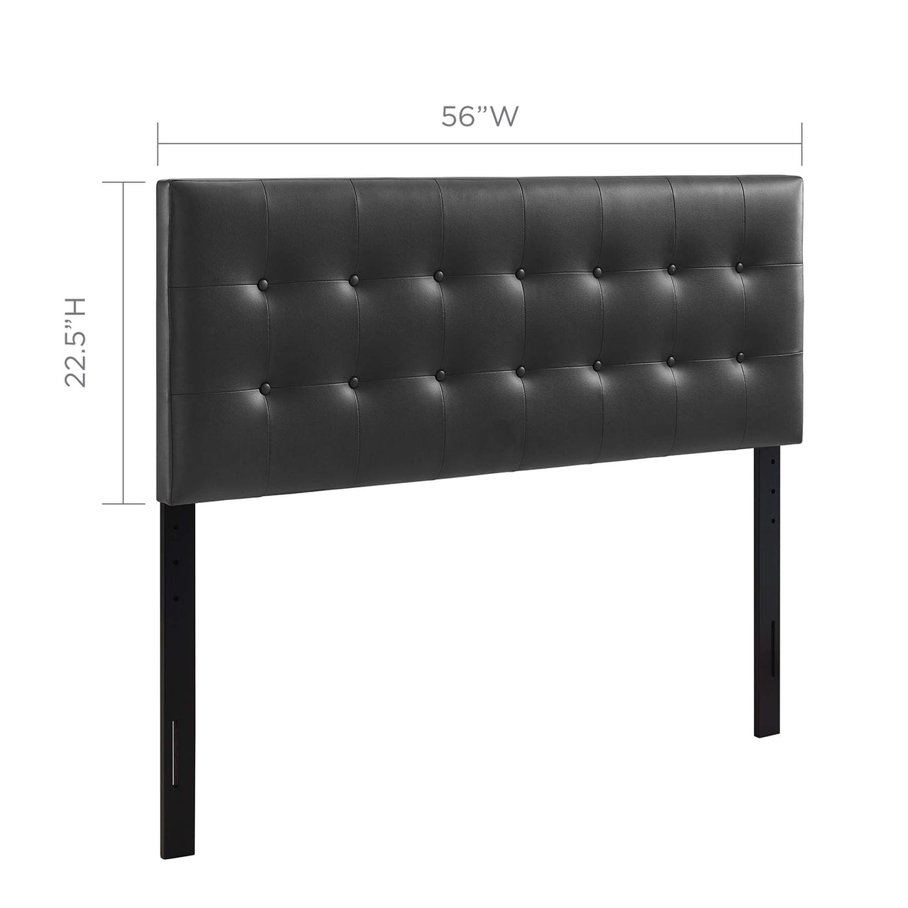 Emelle Faux Leather Full Headboard, Black