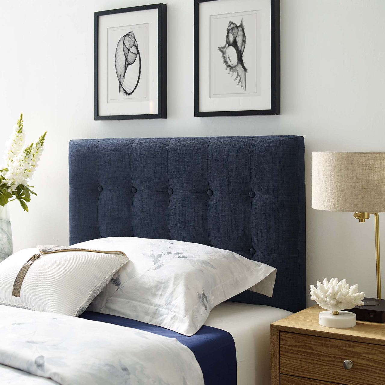 Emelle Upholstered Twin Headboard, Navy