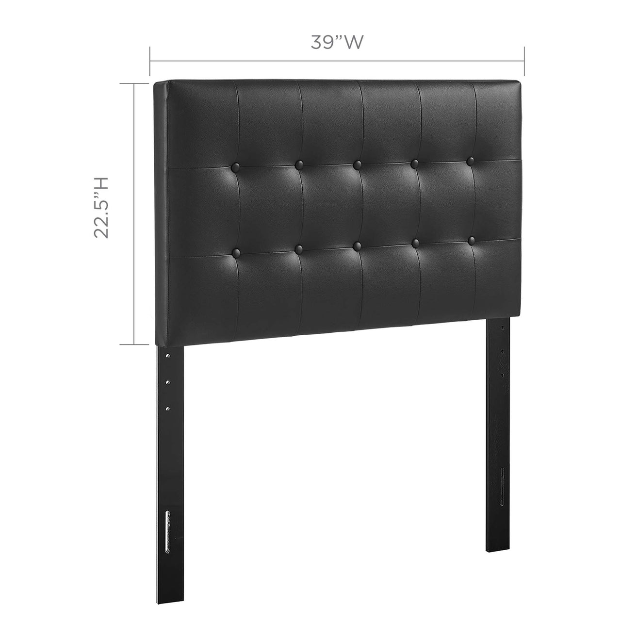 Emelle Faux Leather Twin Headboard, Black