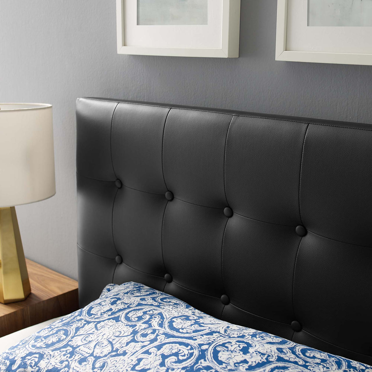 Emelle Faux Leather Twin Headboard, Black
