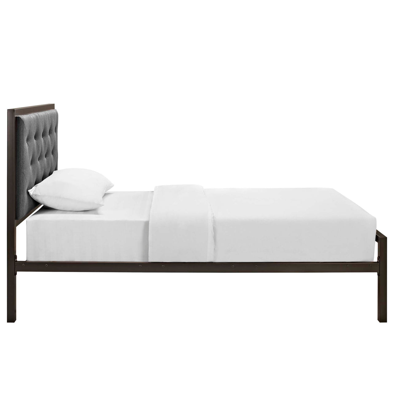 Mirava Upholstered Twin Bed, Brown & Gray