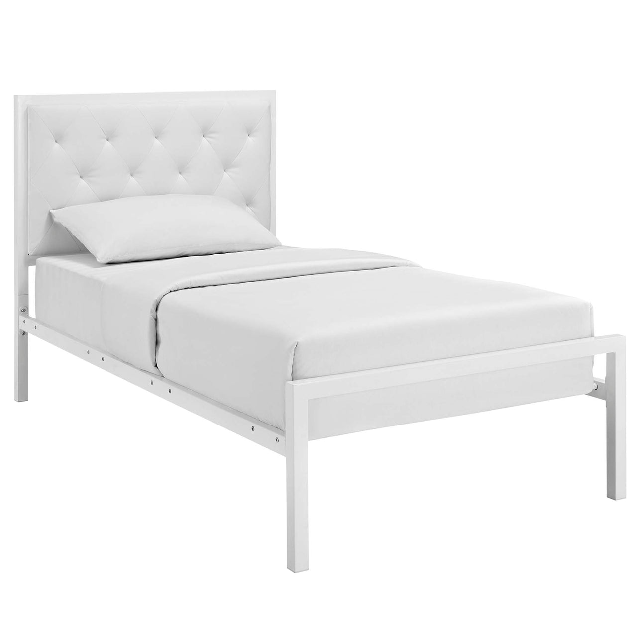 Mirava Eco-Leather Twin Bed, White