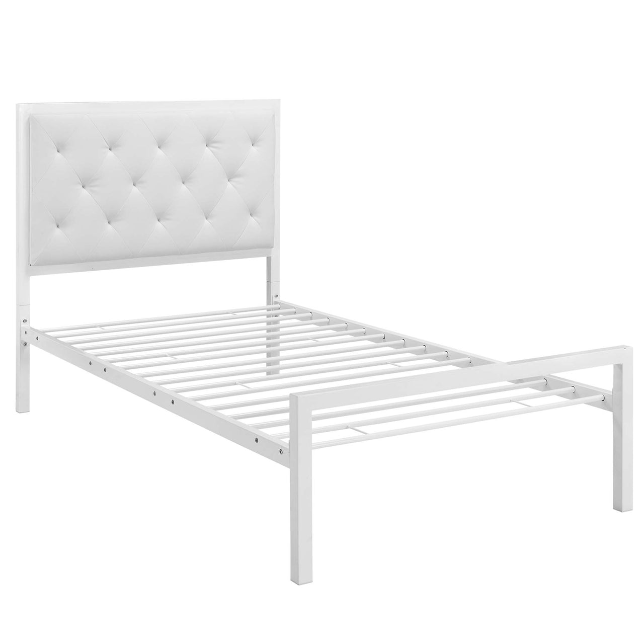 Mirava Eco-Leather Twin Bed, White