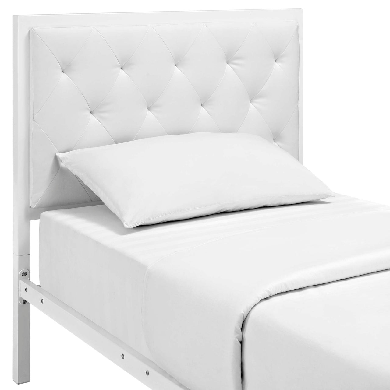 Mirava Eco-Leather Twin Bed, White