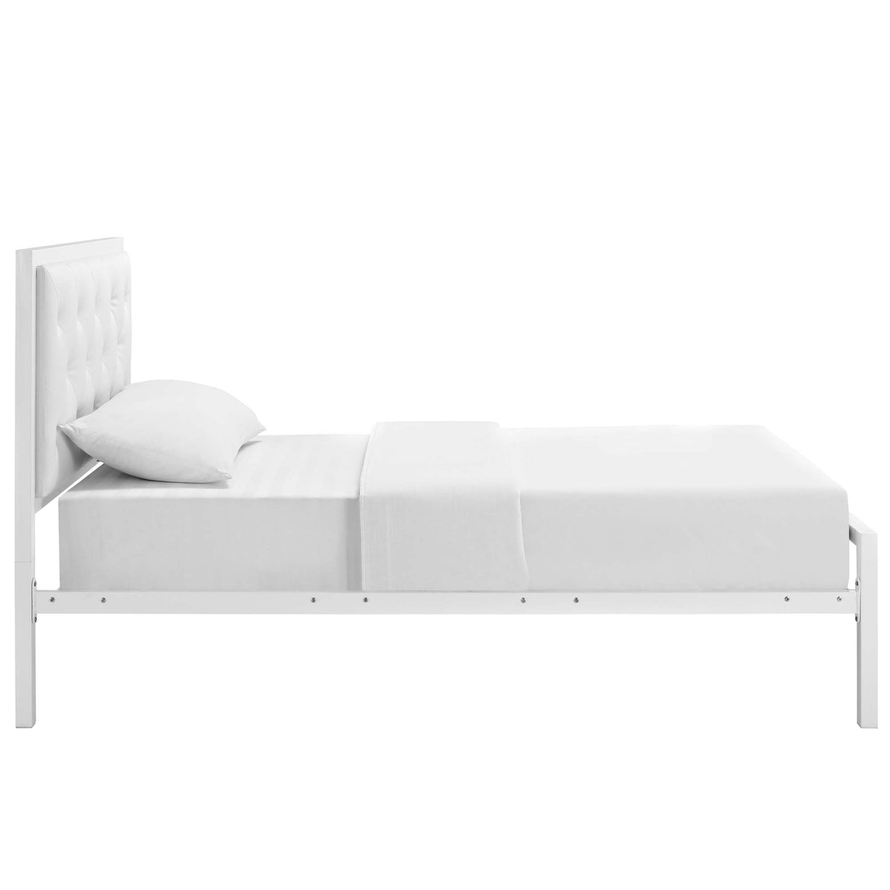 Mirava Eco-Leather Twin Bed, White