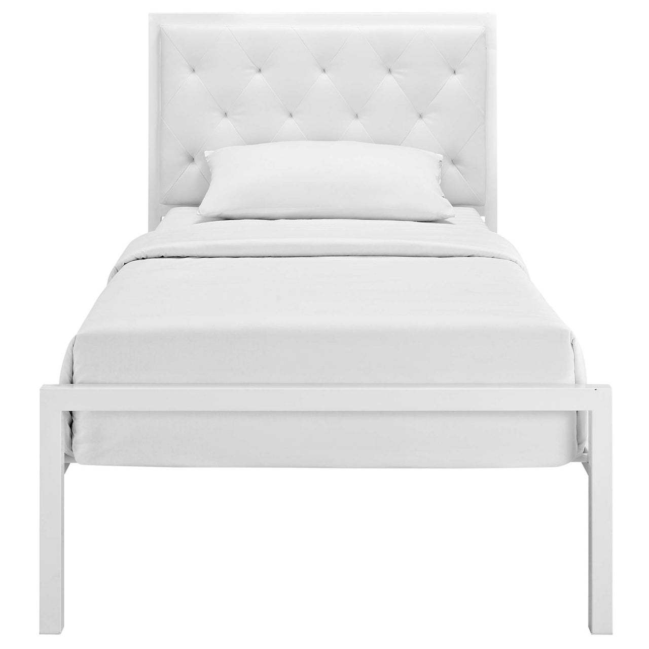 Mirava Eco-Leather Twin Bed, White