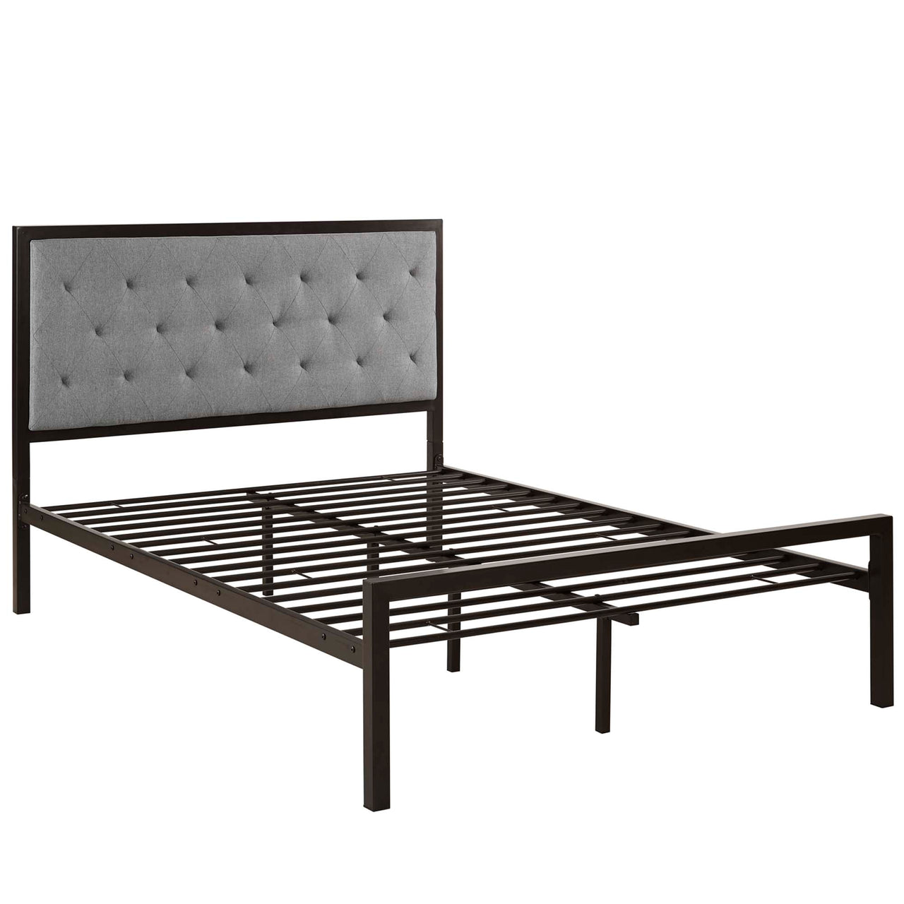 Mirava Upholstered Full Bed, Brown & Gray